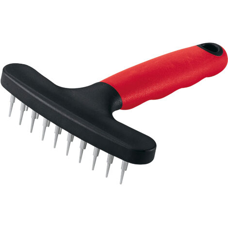 Ferplast Pettine per Cani a Rastrello Doppia Fila per Sottomanto Pelo Medio-lungo, Denti Cromati Arrotondati, Manico in Gomma Antiscivolo