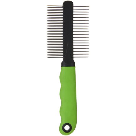 Ferplast Pettine per Cani e Gatti 2 in 1 Pelo Medio e Lungo, Denti Cromati Arrotondati, Manico Antiscivolo