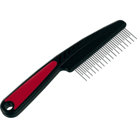 Ferplast Pettine per Cani e Gatti 2 in 1 Pelo Medio e Lungo, Denti Rotanti Cromati per non Irritare la Cute e Manico Antiscivolo