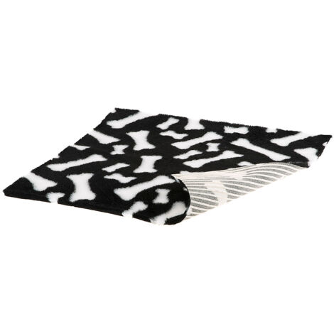 Ferplast PLAZA GUMMY Tapis en fourrure écologique avec base antidérapante pour chiens et chats. Variante SMALL - Misure: 61 x 46 cm - Noir
