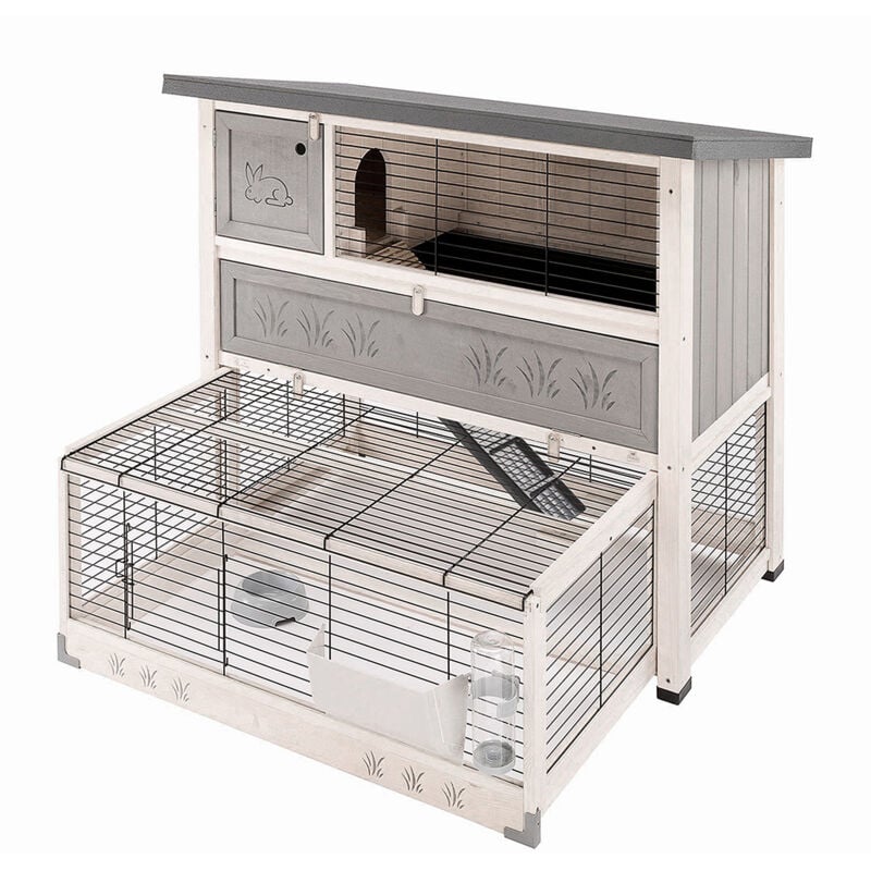 Ferplast - ranch 120 max Clapier à lapins en bois fsc à deux étages avec structure inférieure amovible. Variante ranch 120 max - Misure: 117 x 69 x h