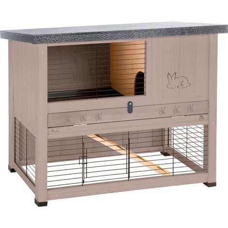 Ferplast RANCH RESTYLING Conigliera a due piani in legno FSC. Variante  - Misure: 95 x 64.5 x h 84.5 cm - Tortora