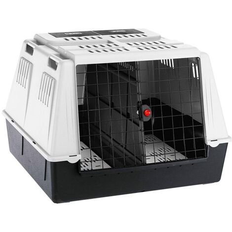 Transport pour chiens Atlas Car – Dimensions 100 x 80 x 71 cm – Charge max 60 kg – Plastique robuste – S'adapte à la plupart des véhicules – Ferplast