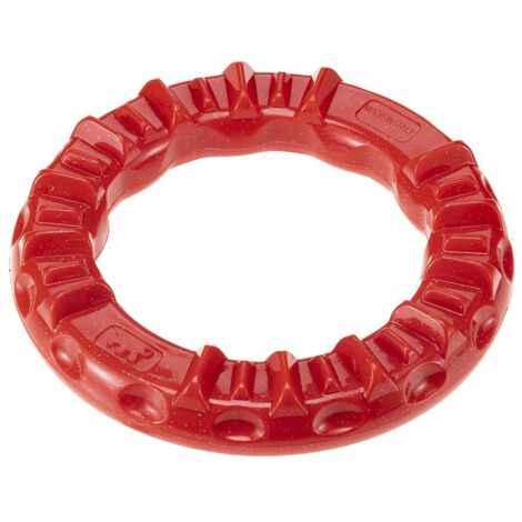 Ferplast SMILE Anello Gioco dentale per cani, anello Ferplast Smile misura Grande per l&39igiene orale. Aroma Carne. Riempibile con crocchette o snack. . Variante L - Misure: Ø 20 x 3.9 cm - Rosso