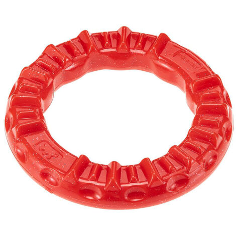 Ferplast SMILE Anello Gioco dentale per cani, anello Ferplast Smile misura Media per l&39igiene orale. Aroma Carne. Riempibile con crocchette o snack. . Variante M - Misure: Ø 16 x 3.2 cm - Rosso