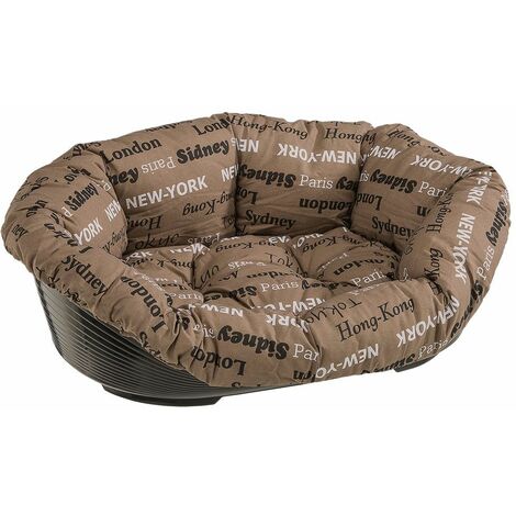 Ferplast SOFA' Corbeille en plastique pour chiens et chats avec coussin rembourrée. Diverses mesures.. Variante 4 - Mesures: 64 x 48 x h 25 cm - Marron