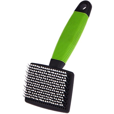 Ferplast Spazzola Cardatore per Gatti - Pelo Corto, Medio e Lungo - Setole Morbide, Testine Arrotondate - Impugnatura Ergonomica Morbida Antoscivolo - Misura S, Verde