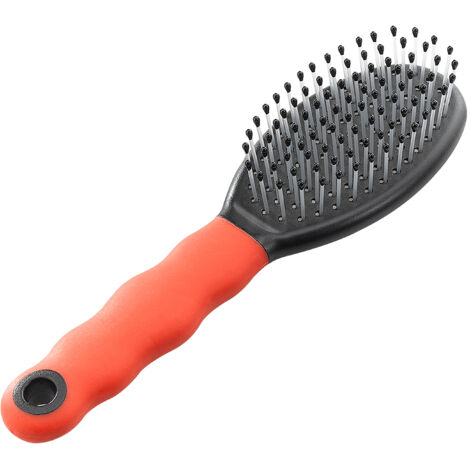 Ferplast Spazzola per Cani - Pelo Corto, Medio e Lungo - Setole Morbide, Testine Arrotondate - Impugnatura Ergonomica Morbida - Misura S, Rosso