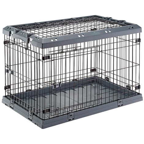 Ferplast SUPERIOR Box pieghevole per cani, con 2 o 3 aperture. Varie misure.. Variante 90 - Misure: 92 x 58.5 x h 62.5 cm - Grigio
