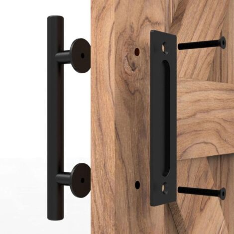 Ferramenta per maniglia scorrevole per porta da fienile da 30 cm, con maniglia a incasso, maniglia e kit maniglia a incasso per porta da fienile per armadio da garage