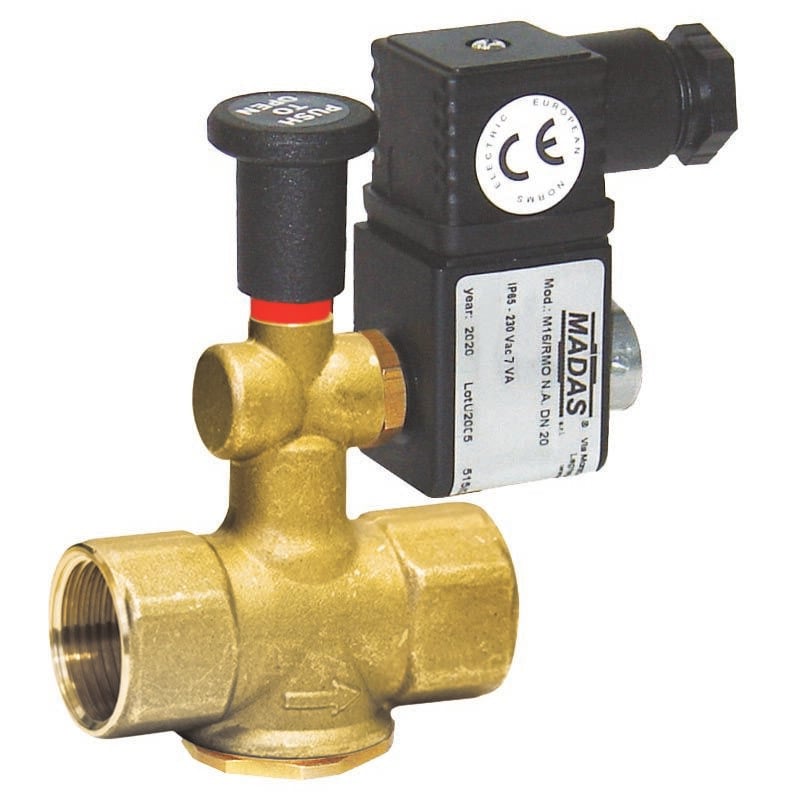 Electrovanne gaz à ouverture manuelle dn25-1' pe500 mbar 230vac ot58