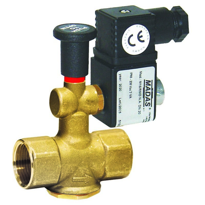 Electrovanne manuelle de gaz ouverte pour réinitialisation 1/2' 500mb 230v