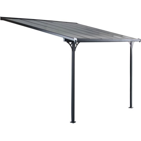 Ferrato 9,56 m² : tonnelle murale, carport en aluminium 3,75 x 2,55 m