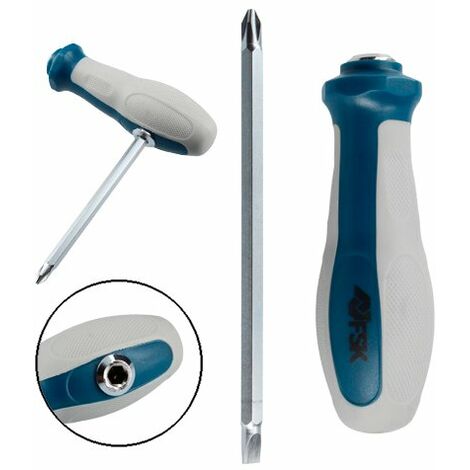 Ferrestock FSKDES015 destornillador de cromo vanadio con doble punta 2 en 1 y hueco para usarlo forma de T