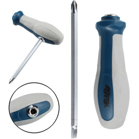 Ferrestock FSKDES015 destornillador de cromo vanadio con doble punta 2 en 1 y hueco para usarlo forma de T