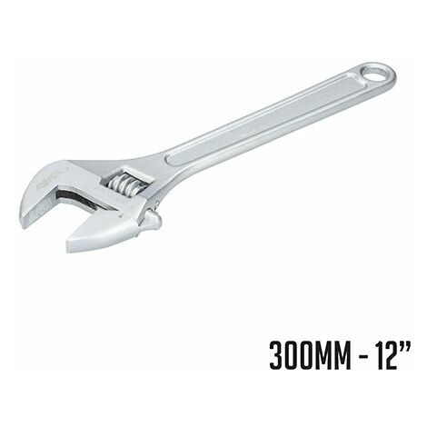 Ferrestock FSKLLA012 llave inglesa de 12", fabricada en acero al carbono con acabado satinado, mordaza milimetrada, 300mm
