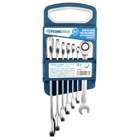 Ferrestock FSKLLG007 Jeu de clés mixtes à cliquet argenté