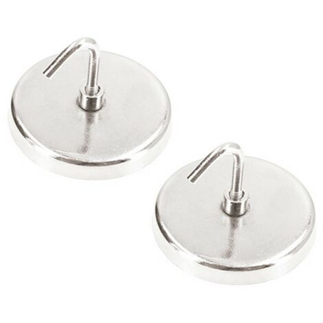 Ferrestock FSKNDB008 Magnethaken de Neodym 5cm de Durchmesser Tragfähig de bis zu 6,8kg de Gewicht, 2 Stück, aus Edelstahl