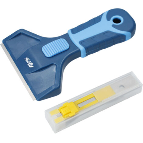 Ferrestock FSKRK1000 Rascavidrio fabricado en plástico resistente con perfil engomado para un mejor agarre, cuchilla de 39mm retráctil y 5 hojas de recambio