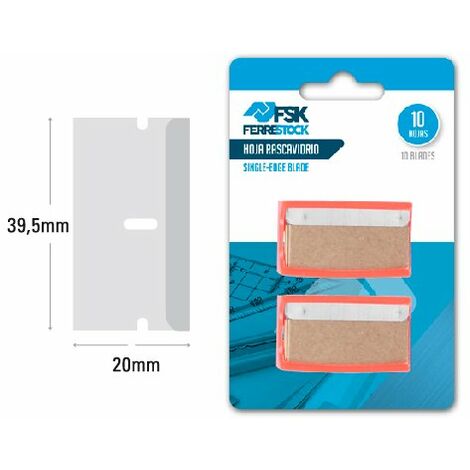 Ferrestock FSKRKR510 blíster con de 10 cuchillas de recambio para rascavidrios de hoja de 39,5mm, afilado de precisión para cortar de forma limpia y profesional cualquier material