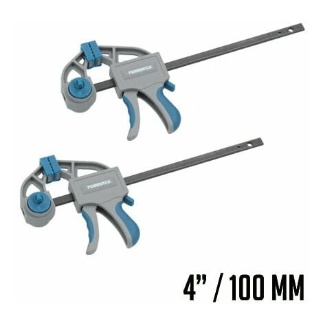 Ferrestock FSKSAM001 set 2 sargentos de apriete rápido monomanual con barra de acero A3, mangos ergonómicos, desbloqueo rápido y fáciles de convertir en extensores