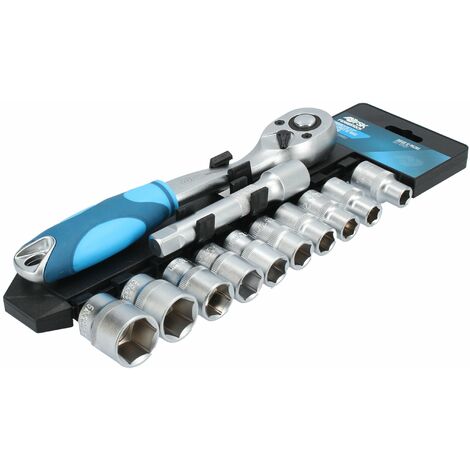 Ferrestock FSKSOC122 Juego de carraca de 1/2" con 72 dientes y 10 llaves de vaso