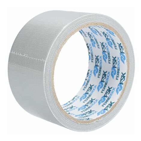 Ferrestock FSKTCT001 Rollo de cinta americana fácil de cortar, 3 capas para una mayor resistencia, no deja residuos, 50mm x 10m en color plata