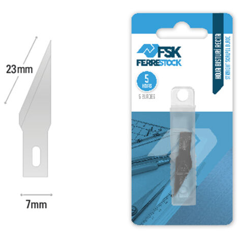Ferrestock FSKTWBR001 dispensador de 5 hojas de recambio para bisturí de corte recto, corta de forma limpia y profesional cualquier material, 7mm x 23mm