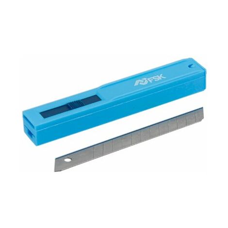 Ferrestock FSKTWR009 Hoja de recambio de cúter de 9mm especialmente pensada para poder cortar materiales resistentes en modo profesional, contiene 10 cuchillas. (Caja de 10uds)
