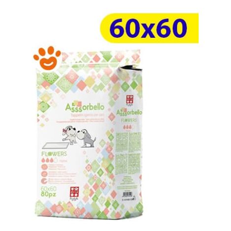Ferribiella Dog Assorbello (60x60cm) FLOWERS Tappetini Igienici Assorbenti  - Ferribiella Dog Assorbello (60x60cm) FLOWERS Tappetini Igienici Assorbenti - Confezione Da 80 Tappetini