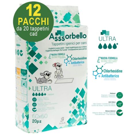 Ferribiella Dog Assorbello (60x60cm) ULTRA Tappetini Igienici Assorbenti  - Ferribiella Dog Assorbello (60x60cm) ULTRA Tappetini Igienici Assorbenti - Confezione Da 20 Tappetini