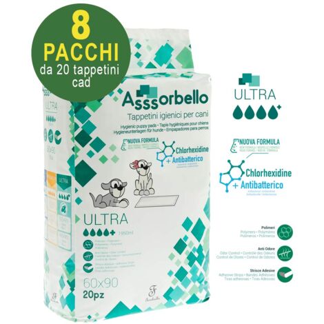 Ferribiella Dog Assorbello (60x90cm) ULTRA Tappetini Igienici Assorbenti  - Ferribiella Dog Assorbello (60x90cm) ULTRA Tappetini Igienici Assorbenti - Confezione Da 20 Tappetini