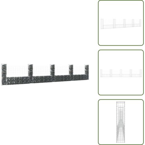 Ferro antiruggine - vidaXL Cesto Gabbione a U con 5 Pali in Ferro 500x20x100 cm - Muro esterno