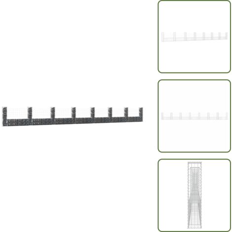 Ferro antiruggine - vidaXL Cesto Gabbione a U con 8 Pali in Ferro 860x20x100 cm - Muro esterno