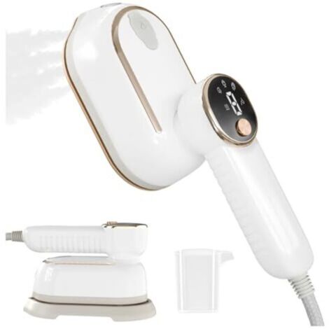 Ferro da stiro da viaggio da 1200 W, si riscalda in 10 secondi, ferro da stiro a vapore con schermo LCD, impugnatura girevole a 180° e piastra in ceramica per ufficio, casa e viaggio