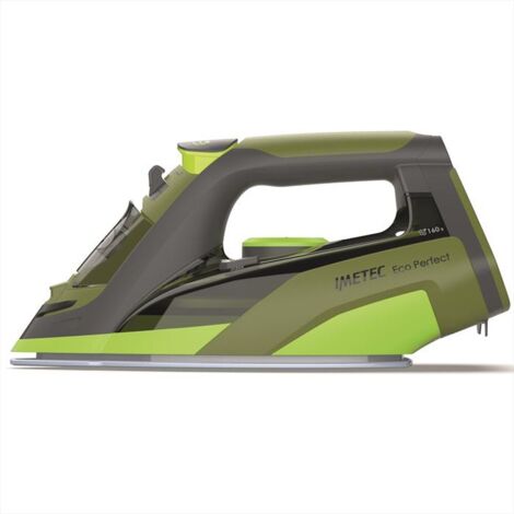 Ferro da Stiro Eco Perfect Imetec B08V11MR92 con Piastra in Pro Ceramic, 2400W, Serbatoio da 300ML, Risparmio Energetico e di Acqua, Design Grigio Verde