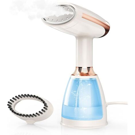 Ferro da stiro verticale, ferro da stiro portatile, 1500 W, 280 ml, riscaldamento rapido, adatto a tutti i tessuti, ideale per la casa e i viaggi (bianco latte)
