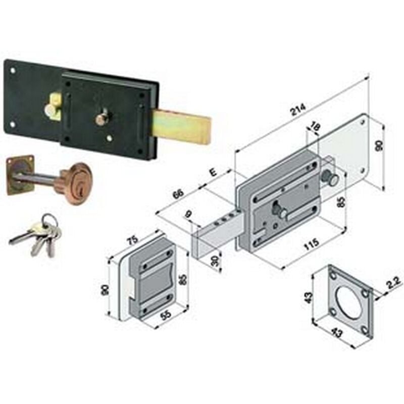 Image of Ferroglietto Solo Catenaccio 6 Mandate Con Cilindro Staccato 012 - Mm.50 (01250801)