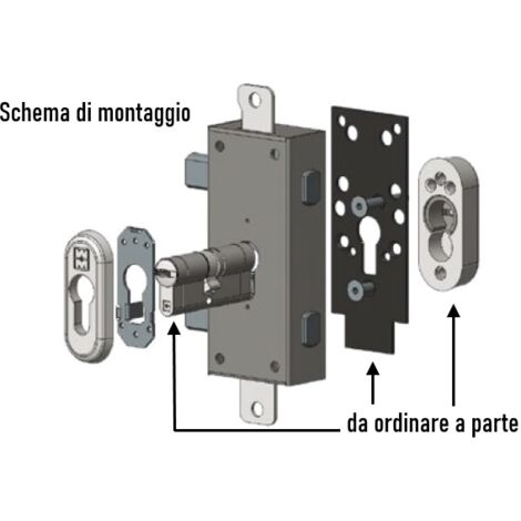 FERROGLIETTO VERTICALE MOTTURA 38.328 NERO PER CILINDRO EUROPEO SINISTRO CON ACCESSORI E SENZA ASTE