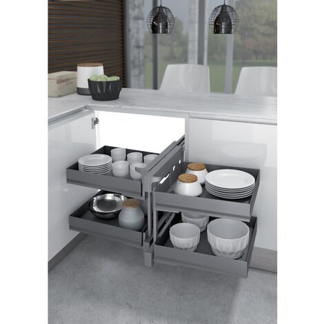 Ferrure 839 Compact 2 pour meubles d'angle - Ikona - reversible - ouverture de 414 mm - anthracite - INOXA