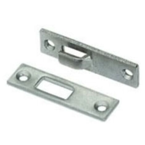Ferrure de lit d'enfant en acier brut 60x16x3mm avec 1 platine à crochet et 1 gâche Meuble Chambre Somier