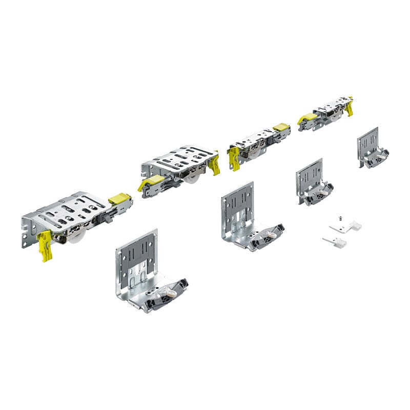 FP - Système de portes coulissantes par le haut pour 2, 3 ou 4 vantaux bois - Charge maxi par vantail : 80 kg - Epaisseur de porte maxi : 30 mm