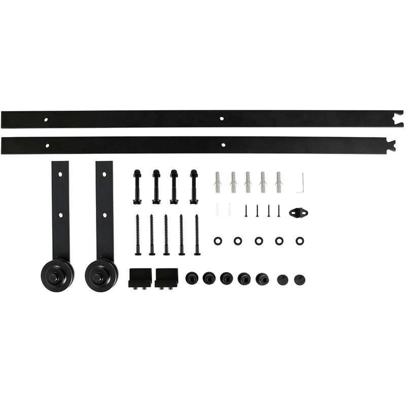 Ferrure de porte coulissante Porte suspendue 200cm pour grange Porte simple Système porte coulissante Rail de suspension de porte