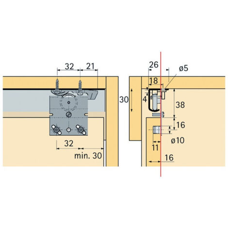 Kit coulisse de porte supérieur topline 27 3 portes - HETTICH