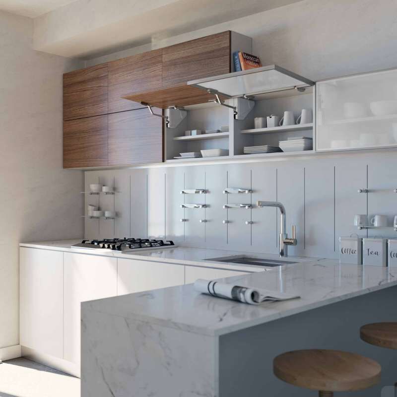 Ferrure de porte relevable pivotante evolift - Amortisseur : Avec - Force : Fort - Push : Non - Sens : Droit Salice