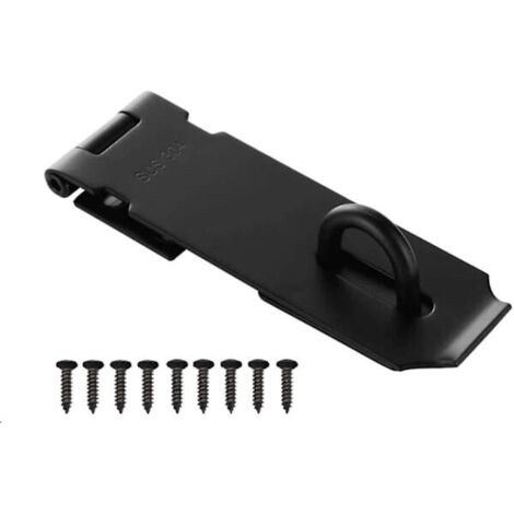 Ferrure de verrouillage de porte de 6 pouces avec vis — Loquet en acier inoxydable de qualité extérieure, adapté aux portes, tiroirs et armoires (Noir).