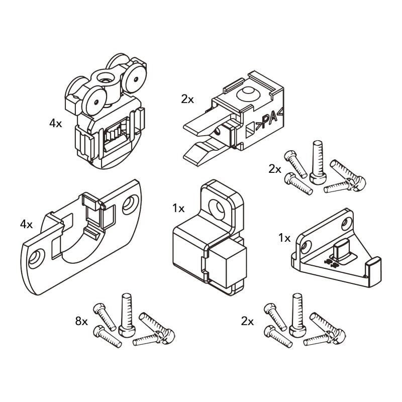 Hawa - Ferrure pour porte de meuble coulissante en bois clipo 16 h ms - Charge par vantail : 16 kg - Garniture : Pour 2 vantaux - Hauteur maxi : 1400