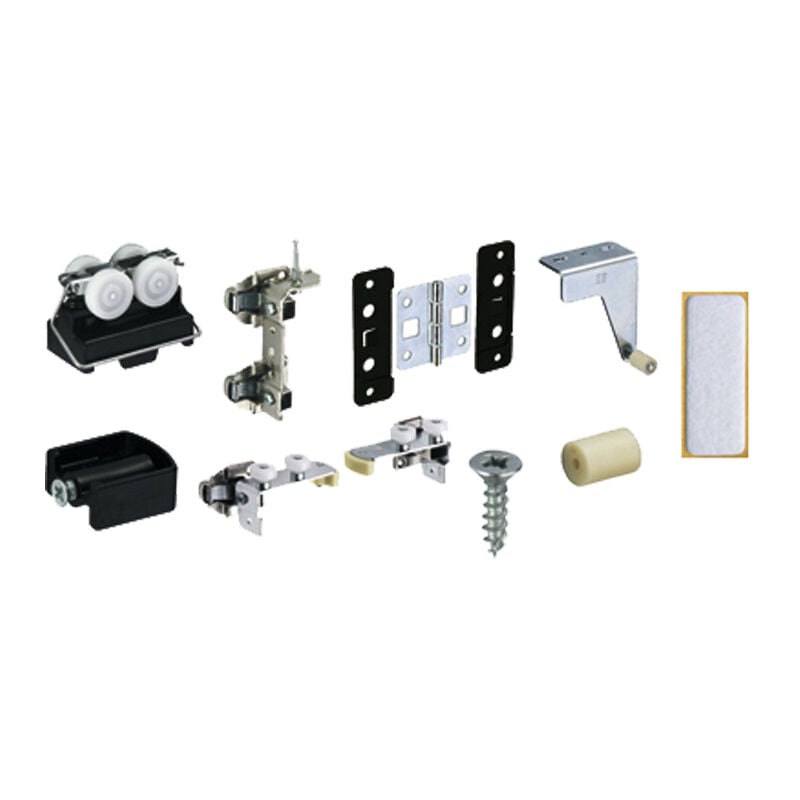 Kit complet wing 77, 25 kg - Charge maxi par vantail : 25 kg - Garniture : Pour 2 vantaux - Hauteur de porte maxi : 2400 mm - Largeur de porte : 500