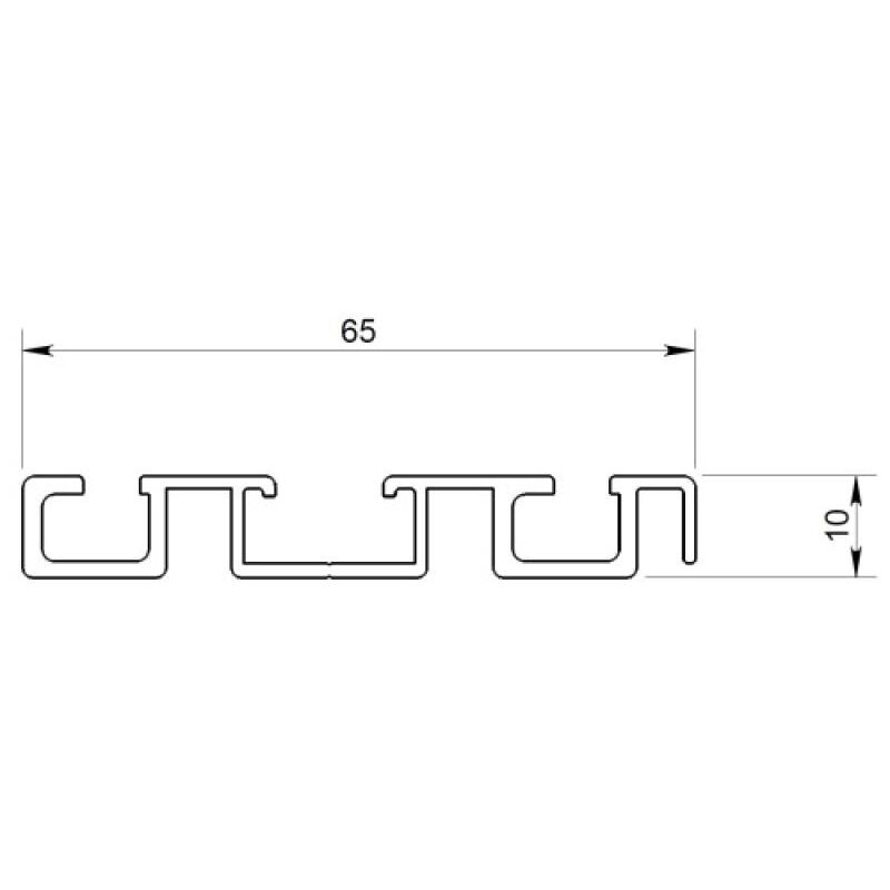 Ferrures Esprit P300-19 pour portes de meubles - Rails bas 65 - laqué noir - 2M55 Seed