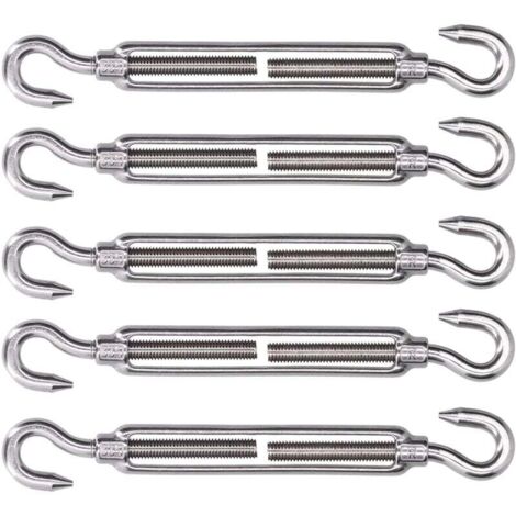 Ferrures pour stores bannes, crochets et crochets, en acier inoxydable, tendeur réglable avec effet élastique pour ajuster la tension de fixation (M4)